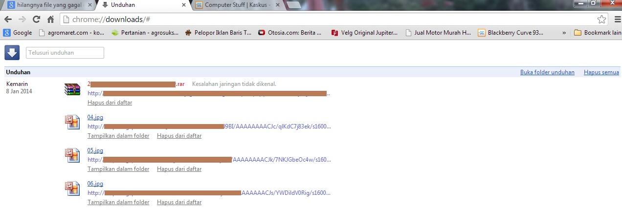 Hilangnya file yang gagal di download oleh Chrome