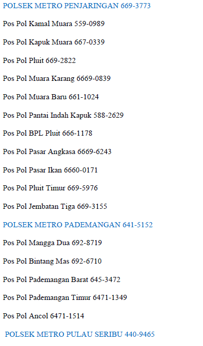 Nomor - Nomor Penting Yang Harus Diketahui.