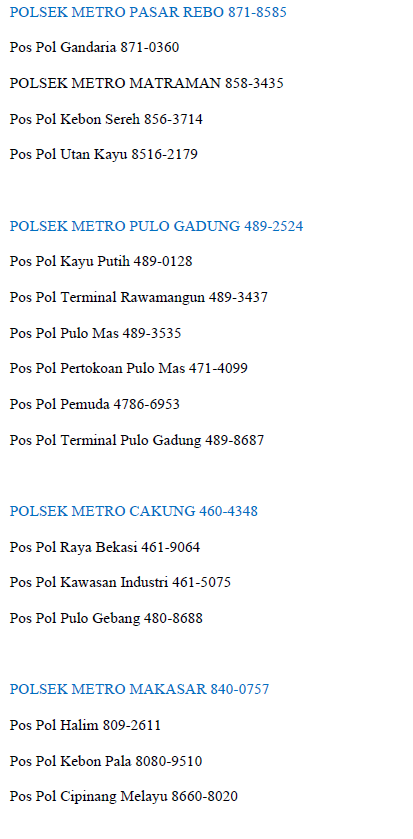 Nomor - Nomor Penting Yang Harus Diketahui.
