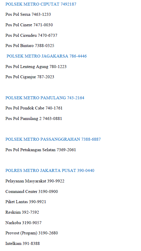 Nomor - Nomor Penting Yang Harus Diketahui.