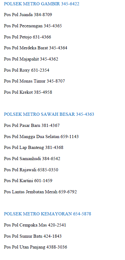 Nomor - Nomor Penting Yang Harus Diketahui.