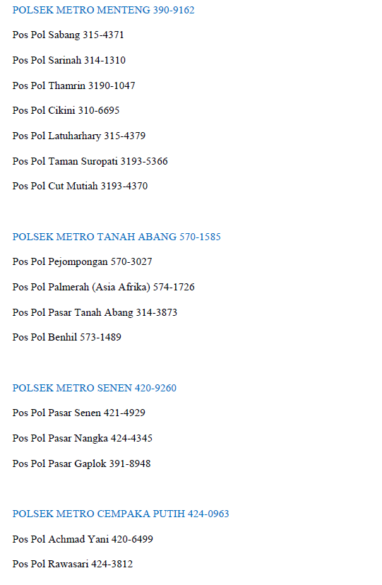 Nomor - Nomor Penting Yang Harus Diketahui.