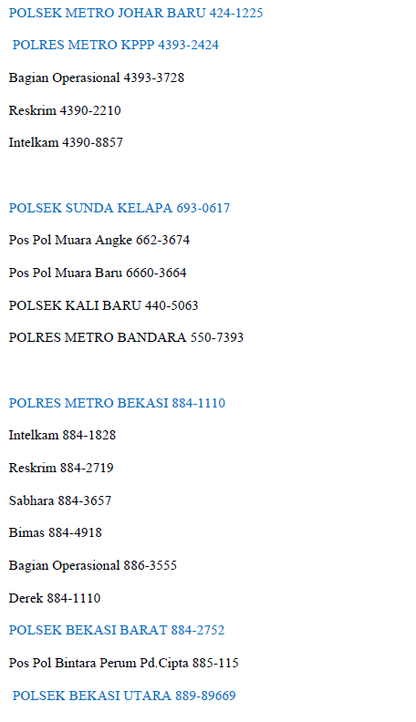 Nomor - Nomor Penting Yang Harus Diketahui.