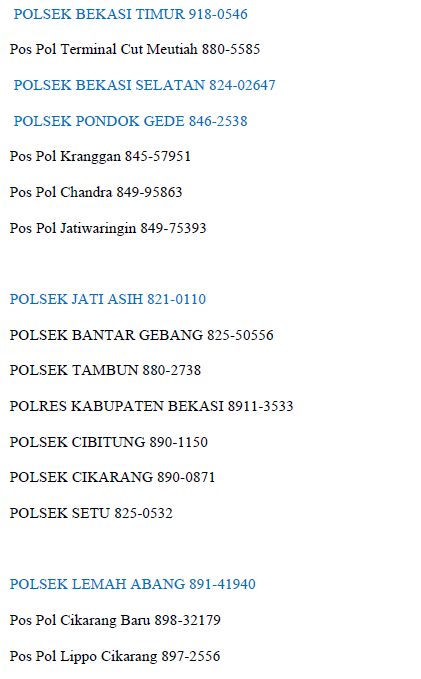 Nomor - Nomor Penting Yang Harus Diketahui.