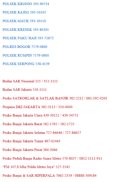 Nomor - Nomor Penting Yang Harus Diketahui.