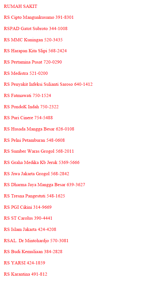 Nomor - Nomor Penting Yang Harus Diketahui.