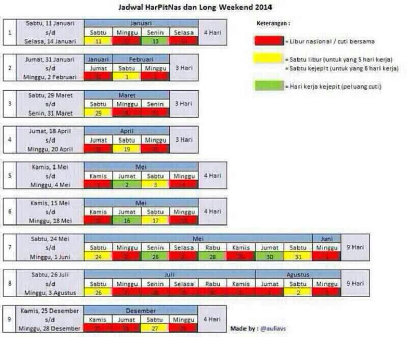 &#91; HARPITNAS &#93; Ini Jadwal Libur dan Cuti Bersama OJK Selama 2014 