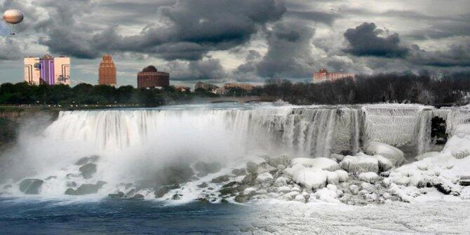 Akibat polar vortex, Danau Michigan dipenuhi 'bakso' dan air terjun Niagara Membeku