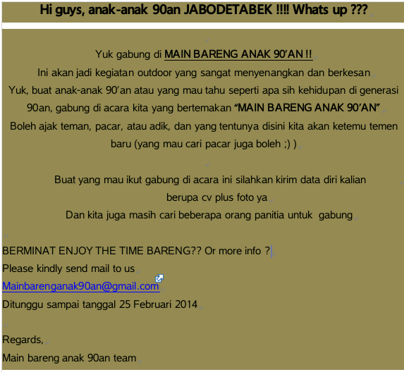 Event acara main bareng anak 90'an