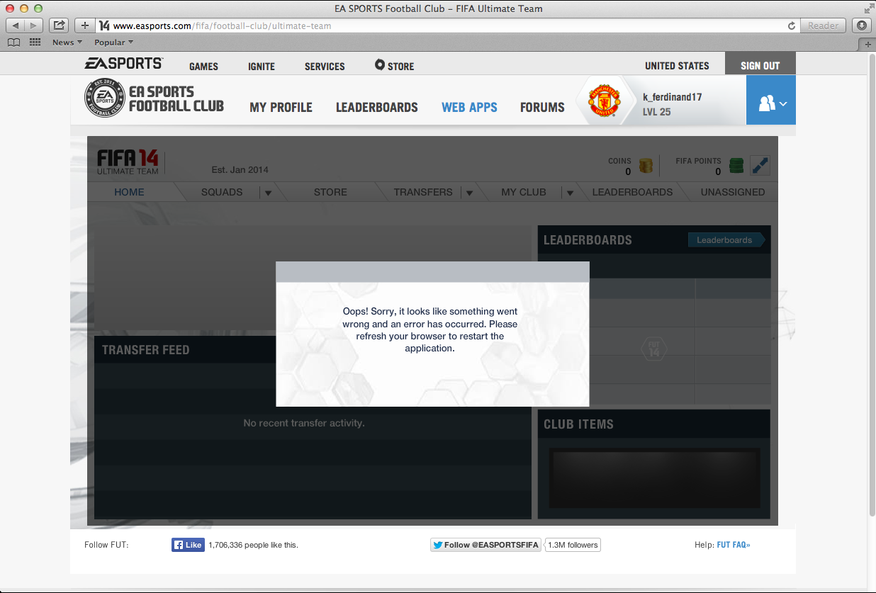 Tidak bisa buka webapp FUT Fifa14 dari website EA