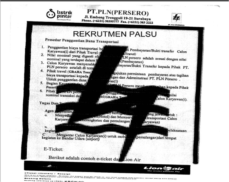 REKRUTMEN PLN PALSU *JOB SEEKER HARAP HATI-HATI !!!