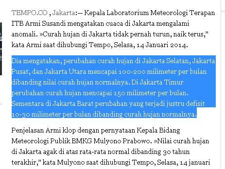 [KLARIFIKASI} HOT TRIT Membandingkan Banjir Jakarta Tahun ini dengan Tahun Lalu