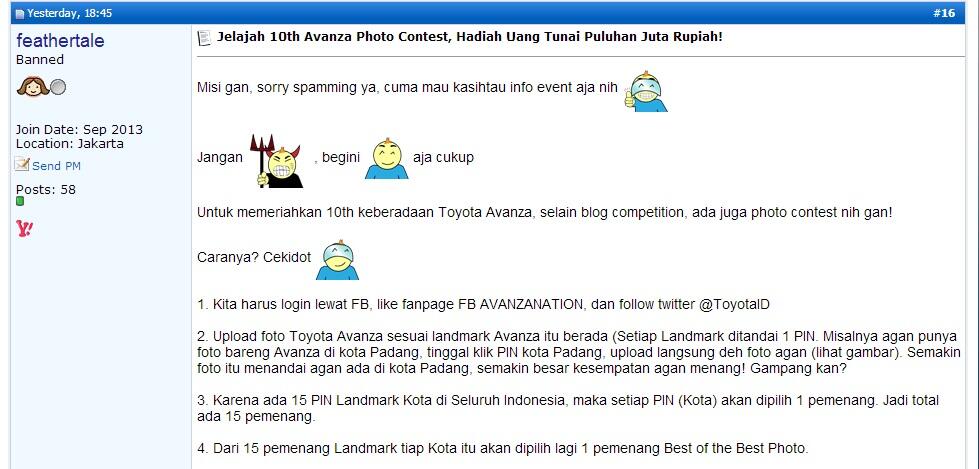 Jelajah 10th Avanza Photo Contest Hadiah Jutaan