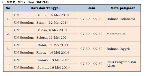 Ayo Ayo yang mau UN Merapat :D Ini dia Jadwal UN SMP SMA MA MTs SMK 2014!