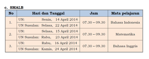 Ayo Ayo yang mau UN Merapat :D Ini dia Jadwal UN SMP SMA MA MTs SMK 2014!