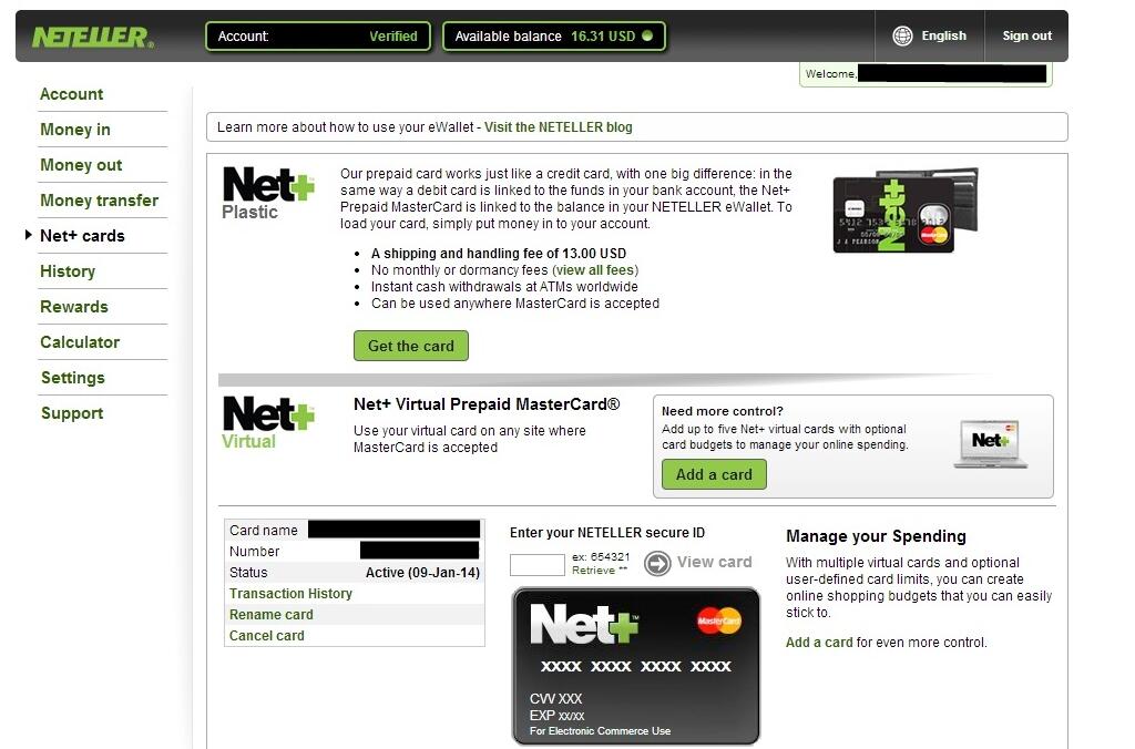 Neteller виртуальная карта