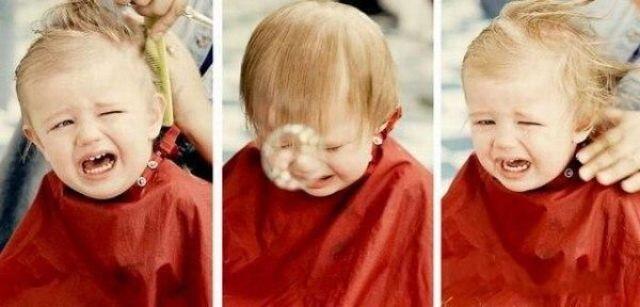 Ekspresi Anak Kecil Saat Potong Rambut