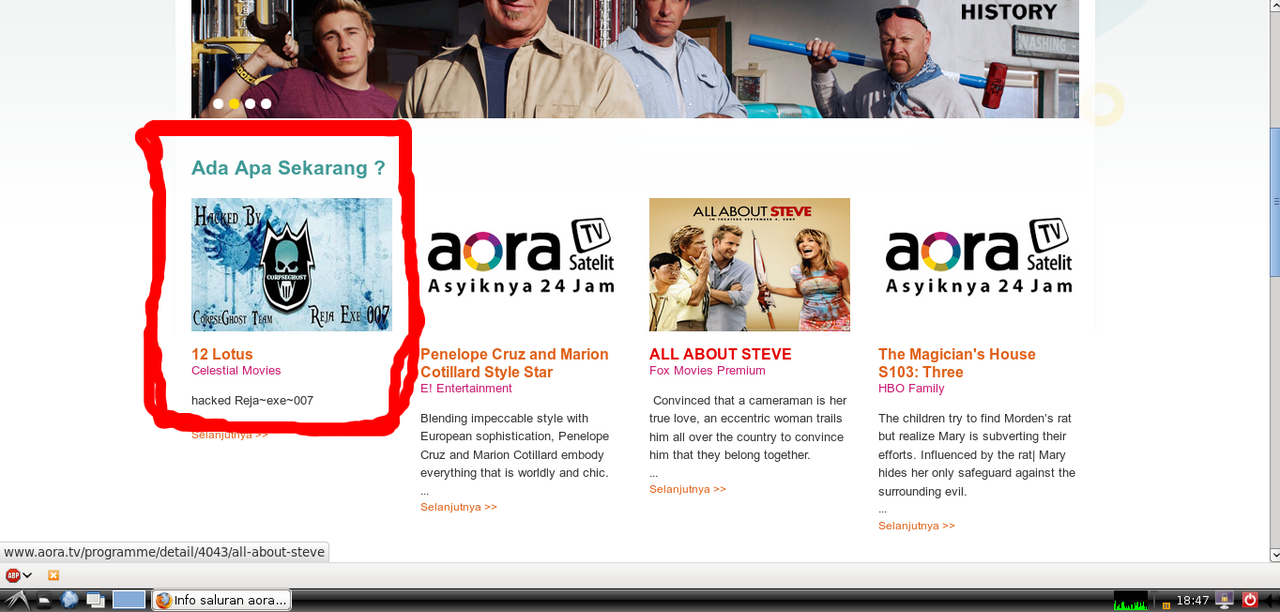 Website AORA TV kena HACK?????