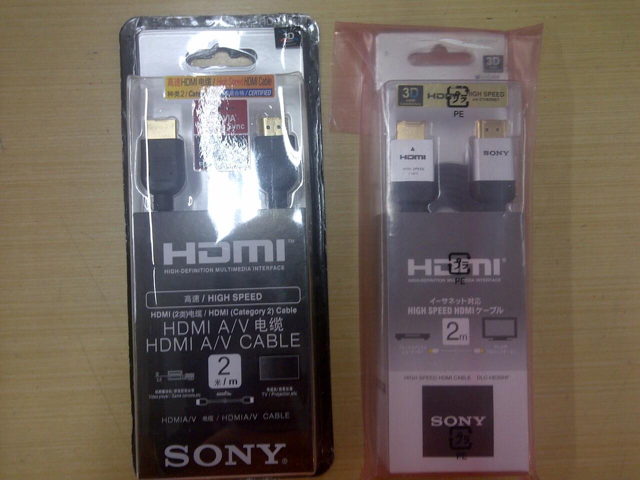 KABEL HDMI SONY 2METER FLAT PIPIH DLC-HE20HF ORIGINAL VERSI1.4 3D SUPPORT GOLD PLATED