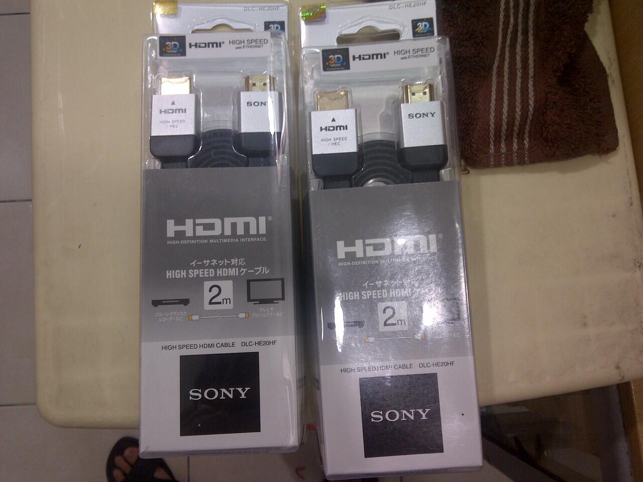 KABEL HDMI SONY 2METER FLAT PIPIH DLC-HE20HF ORIGINAL VERSI1.4 3D SUPPORT GOLD PLATED