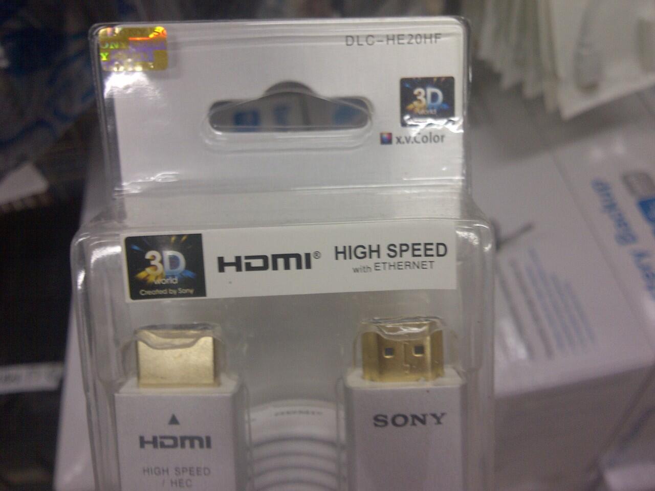KABEL HDMI SONY 2METER FLAT PIPIH DLC-HE20HF ORIGINAL VERSI1.4 3D SUPPORT GOLD PLATED