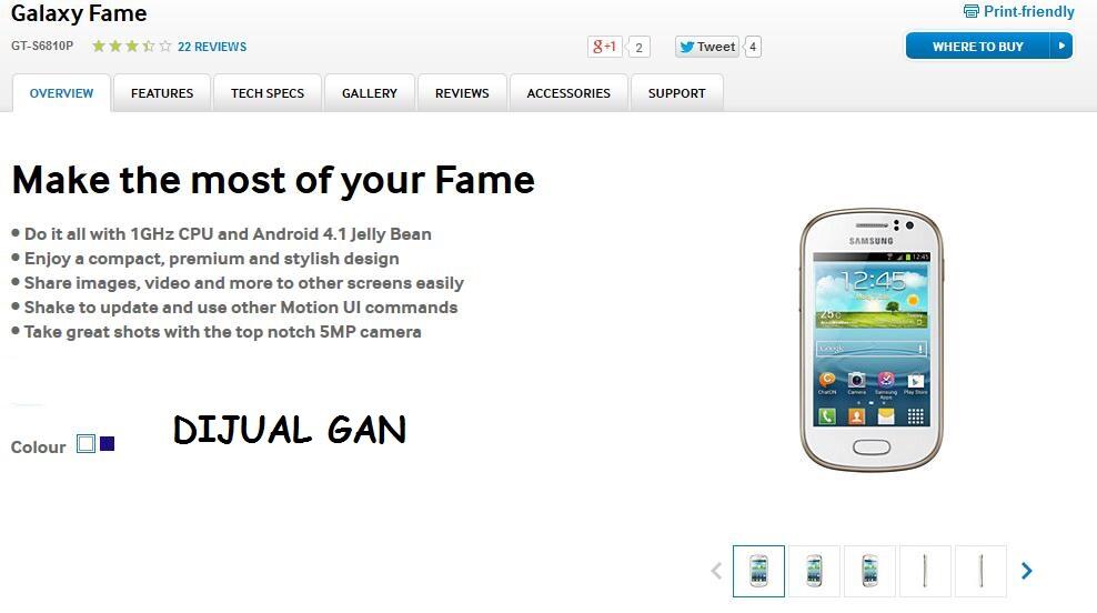 Jual Galaxy Fame baru 3 Bulanan