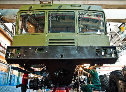 Inside the Topol M intercontinental Ballistic missile MZKT-7930 vehicle factory