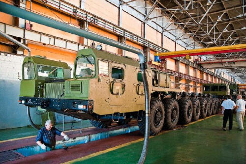 Inside the Topol M intercontinental Ballistic missile MZKT-7930 vehicle factory