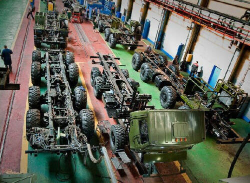 Inside the Topol M intercontinental Ballistic missile MZKT-7930 vehicle factory