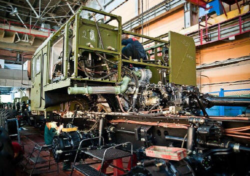 Inside the Topol M intercontinental Ballistic missile MZKT-7930 vehicle factory