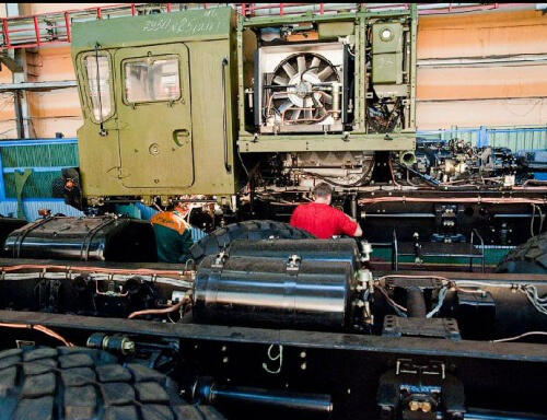 Inside the Topol M intercontinental Ballistic missile MZKT-7930 vehicle factory