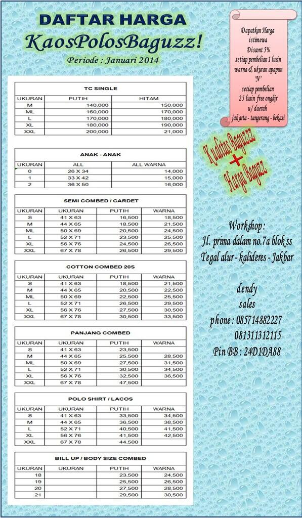 HARGA KAOS POLOS ( KAOSPOLOSBAGUZZ )