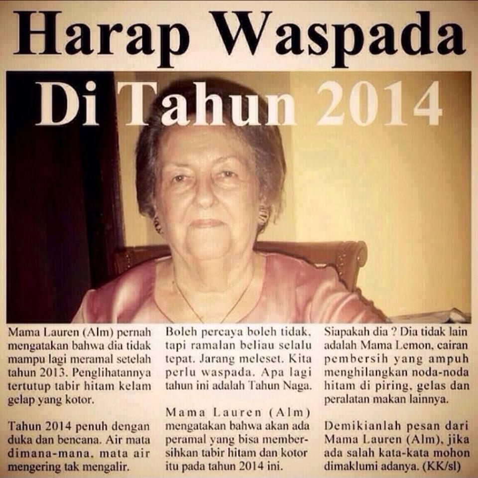 MAMA LAUREN BERBICARA GAN WASPADA TAHUN 2014 KASKUS