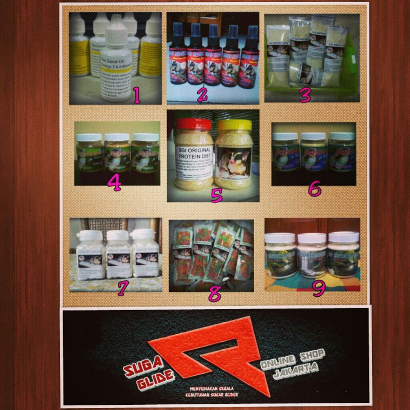 sugar glider suplemen and acc..