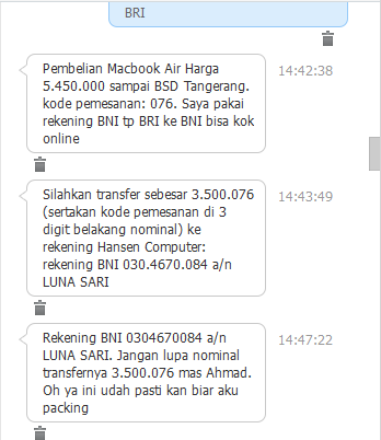 SURAT TERBUKA PENIPUAN kepada YOCE (ID Kaskus) aka IBU LUNA SARI (087869461144)