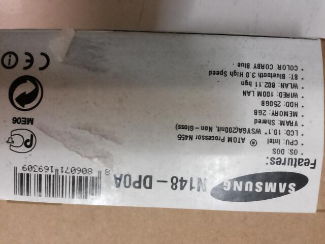 SaLe Netbook Samsung N148 PLUS Biru lengkap HD 250 RAM 2gb ,Batre awet Kondisi Mantap
