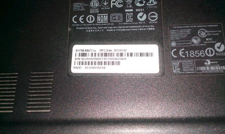 Acer AO756-B847Css fullset, like new neh...