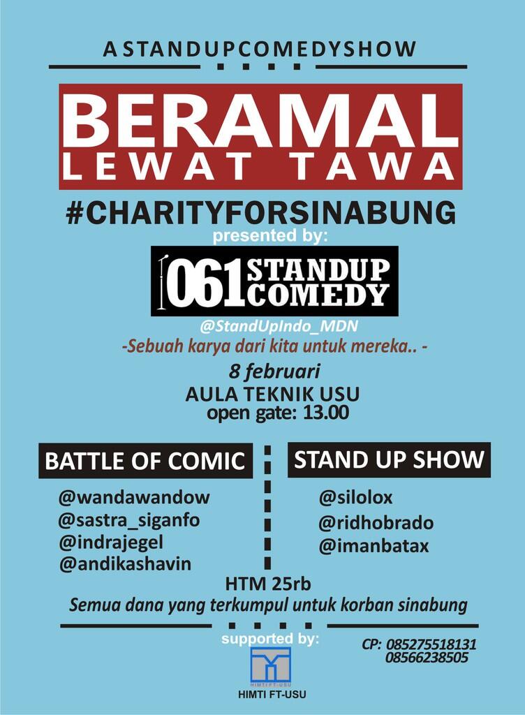 &#91;Event&#93;#CHARITYFORSINABUNG &quot;Beramal Lewat Tawa&quot; by @StandUpIndo_MDN