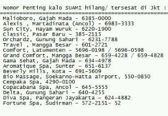 Nomor Penting Kalo Suami Hilang/Tersesat di Jakarta