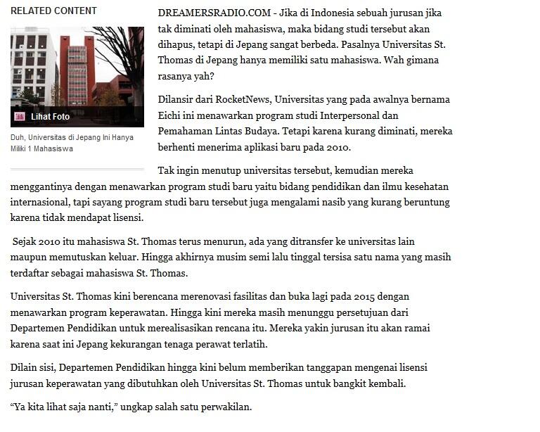 Universitas St. Thomas di Jepang Hanya Memiliki 1 Mahasiswa