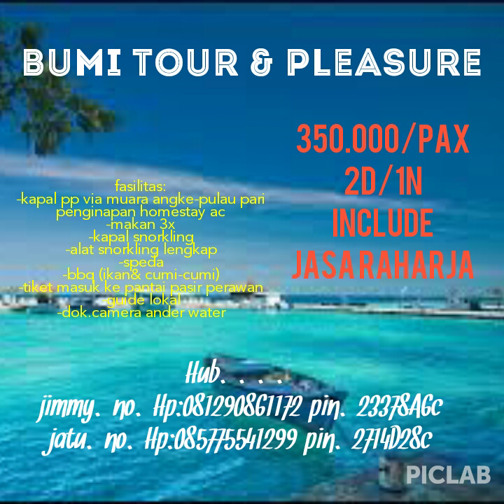 paket wisata pulau pari, pulau harapan pulau tidung dan seluruh kepulauan seribu