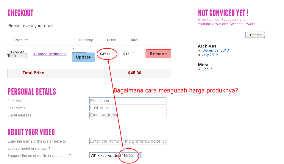 Update Price Checkout WP-eCommerce