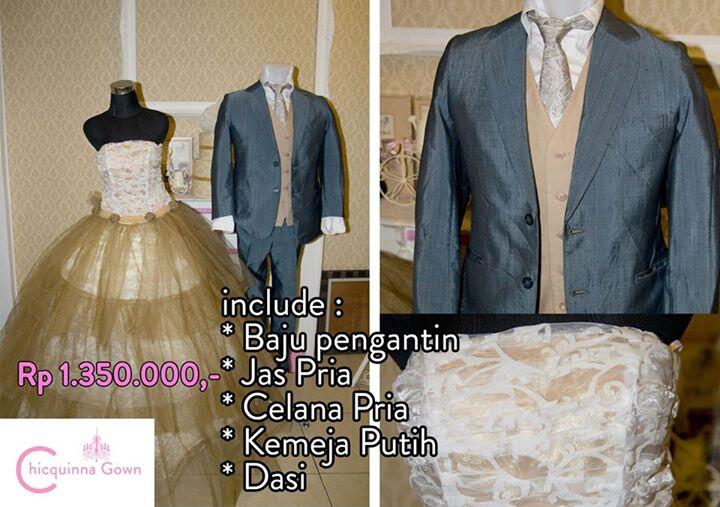 Gaun Pengantin Bekas dan Setelan Jas (1 Paket)