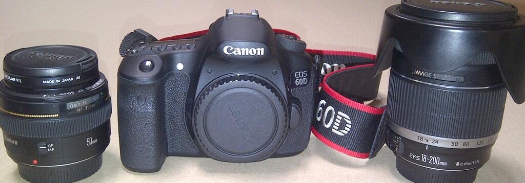 Terjual kamera Canon EOS 60D, Lensa EFS 18,200mm IS, Lensa 