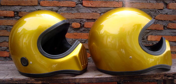 Helm Cakil Jadul Glitter Gold bwt naik vespa / cb Mantab
