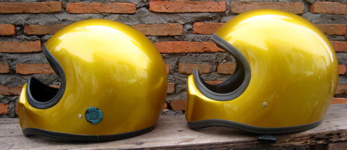 Helm Cakil Jadul Glitter Gold bwt naik vespa / cb Mantab