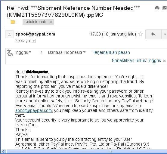 Penipuan menggunakan PAYPAL Palsu