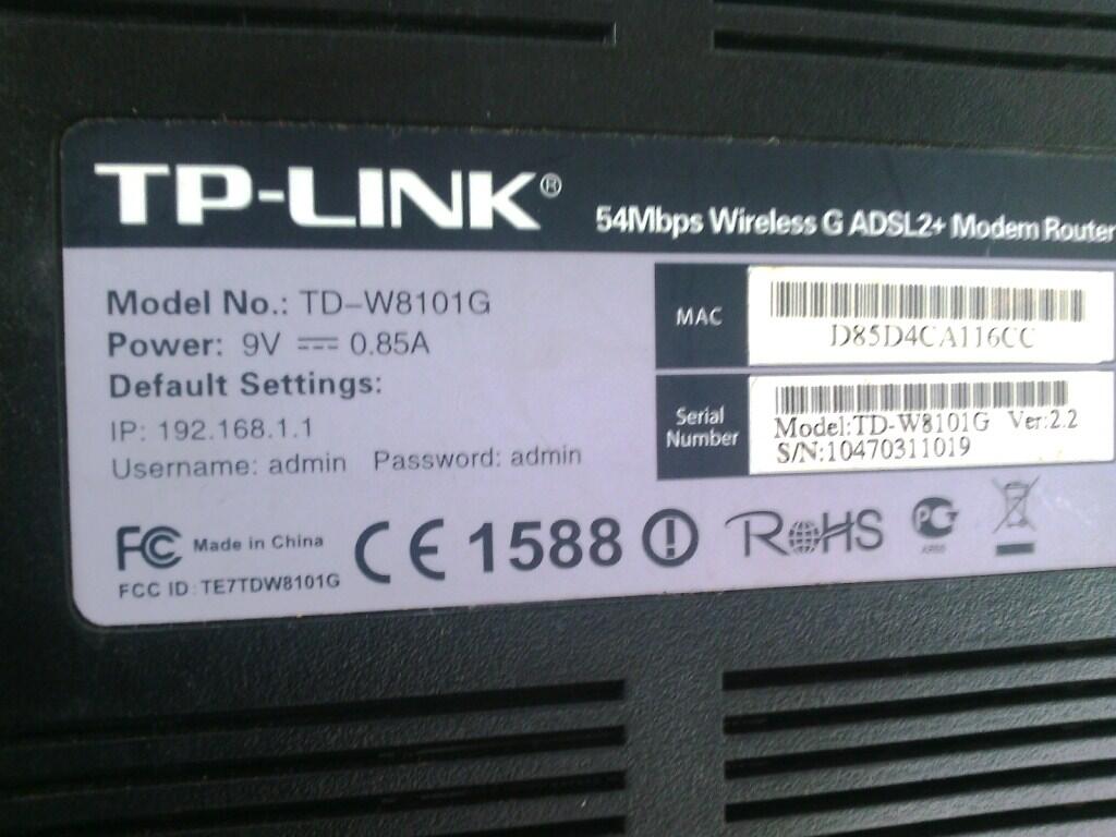 tp-link TD-W8101G 54mbps wireless WIFI adsl2+ Modem Router solo murah