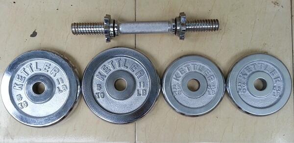 DUMBELL BARBELL KETTLER PLUS STICK CHROME BERAT TOTAL 17,5 KG