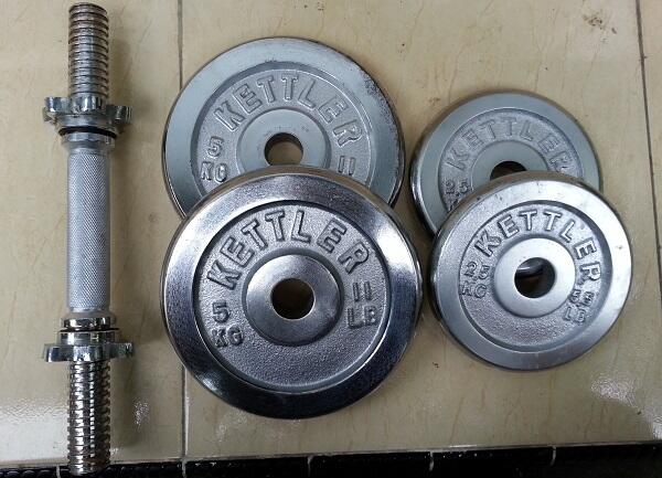 DUMBELL BARBELL KETTLER PLUS STICK CHROME BERAT TOTAL 17,5 KG